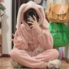 Cute Cartoon Bunny Coral Fleece Pajamas for Women - Soft Flannel Homewear, Perfect for Autumn and Winter