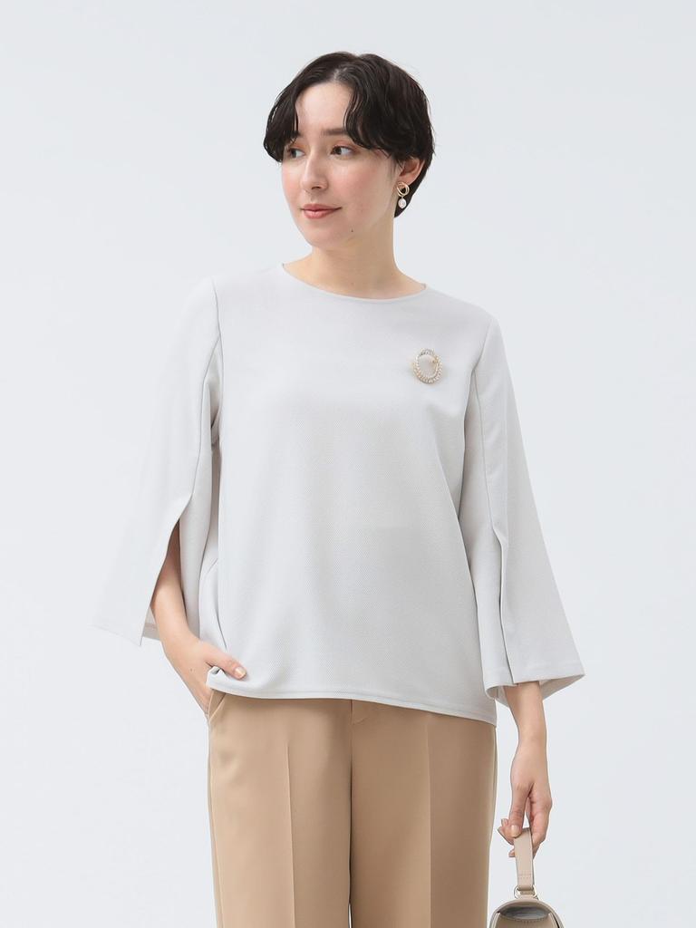 B:MING LIFE STORE by BEAMS Women's L/S Shirt/Blouse, Stretch Pullover (S-O), Light Grey, Size S