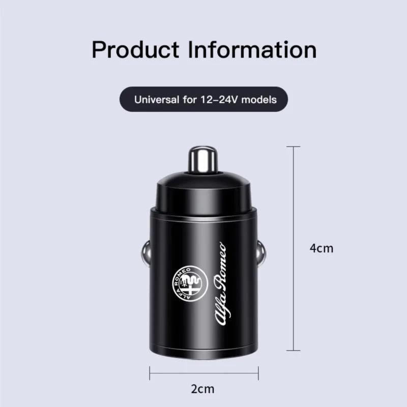 Hub Caps Car Quick Charger Type-C USB Port Cigarette Converter Plug For Alfa Romeo 156 159 147 4C 8C 166 Giulia Giulietta StelvNV6