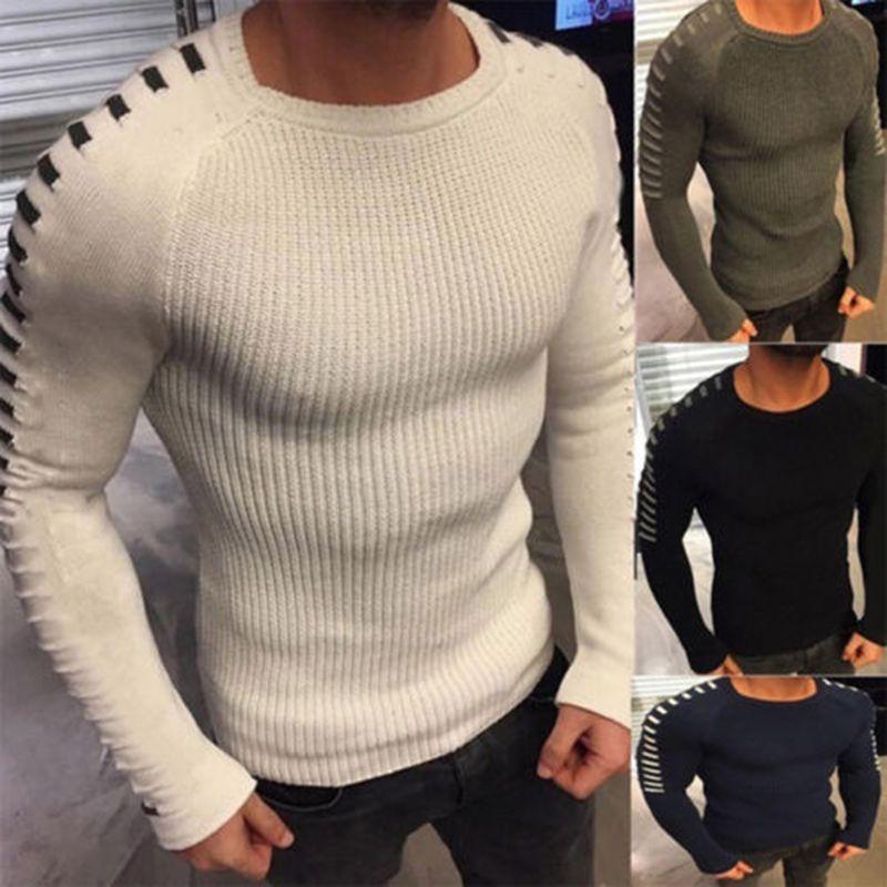 Premium Quality Fashion Men O-neck Knitting Sweater Long Sleeve Slim Fit Pullover Top