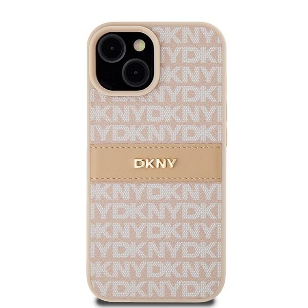 Dkny Dkhcp15Mprthslp iPhone 15 Plus /14 Plus 6.7 Розовый/Pink Жесткий чехол Кожаный Моно-полоса и Металлическое лого