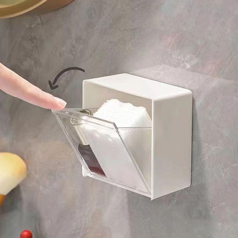Настенный ящик для хранения, раскладной дизайн, пластиковый держатель для хранения ватных тампонов