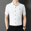 New Summer Men's Seamless Shirt Simple Body Thin Short Sleeve Striped Men's Shirt
