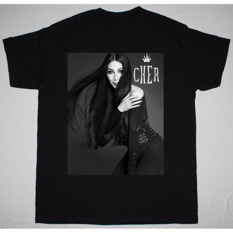 Черная футболка Cher Singer Signature, все размеры S 345XL, FV47