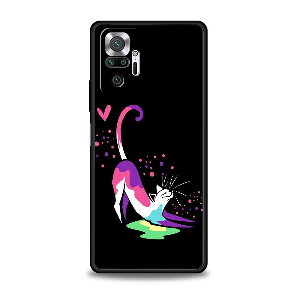Чехол для телефона с ярким дизайном кошки для Redmi 14C 10C Note 15 14 13 12 10 11 K40 Pro Plus 5G Мягкий ТПУ Ударопрочный корпус Fundas