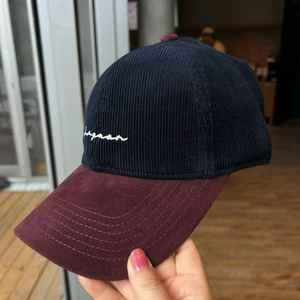 Corduroy Baseball Cap For Women With Embroidered Letters And Wide Brim For Casual Fall Wear