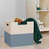 Wooden Storage Box Model 2 - Handles - Grey and Natural Wood - 33 X 33 X 37 Cm