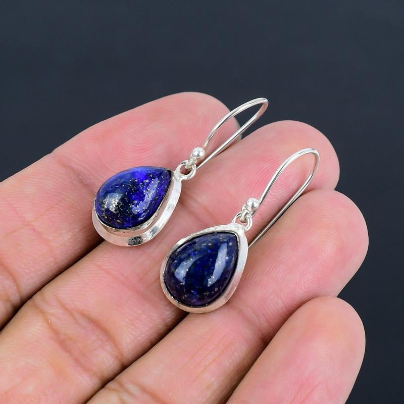 Натуральный синий лазурит кабошон 925 стерлинговое серебро ручной работы серьга легкий вес ручной работы серьга подарок для лучшей девушки подарок для невесты