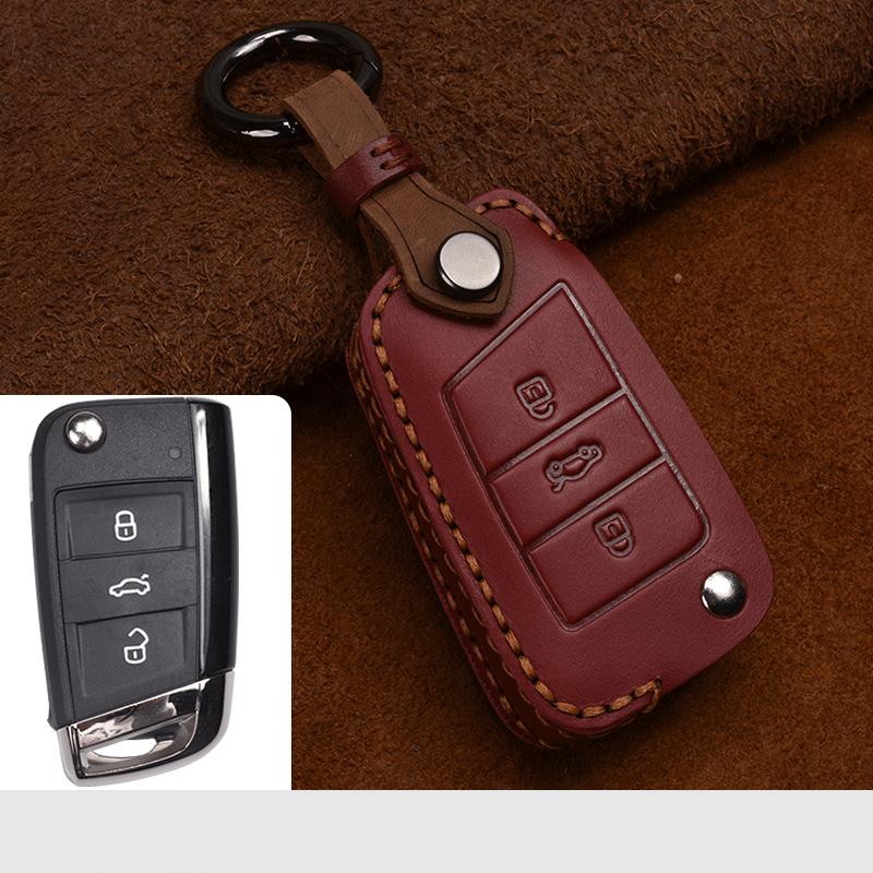 Leather Car Key Case Full Cover Protection For Volkswagen VW Jetta Golf 7 MK7 Seat Ibiza Leon FR2 Altea Aztec Polo Passat Tiguan