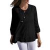 Women's Fashion Casual Loose Pleated Lace Hollow O-Neck Blouse Top