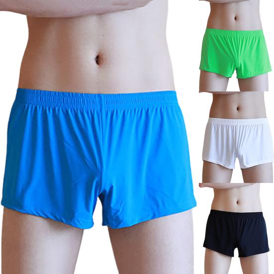 Soutong Loose Men Underpants Comfortable Ice Silk Stretchable Comfort Boxer Brief for Home