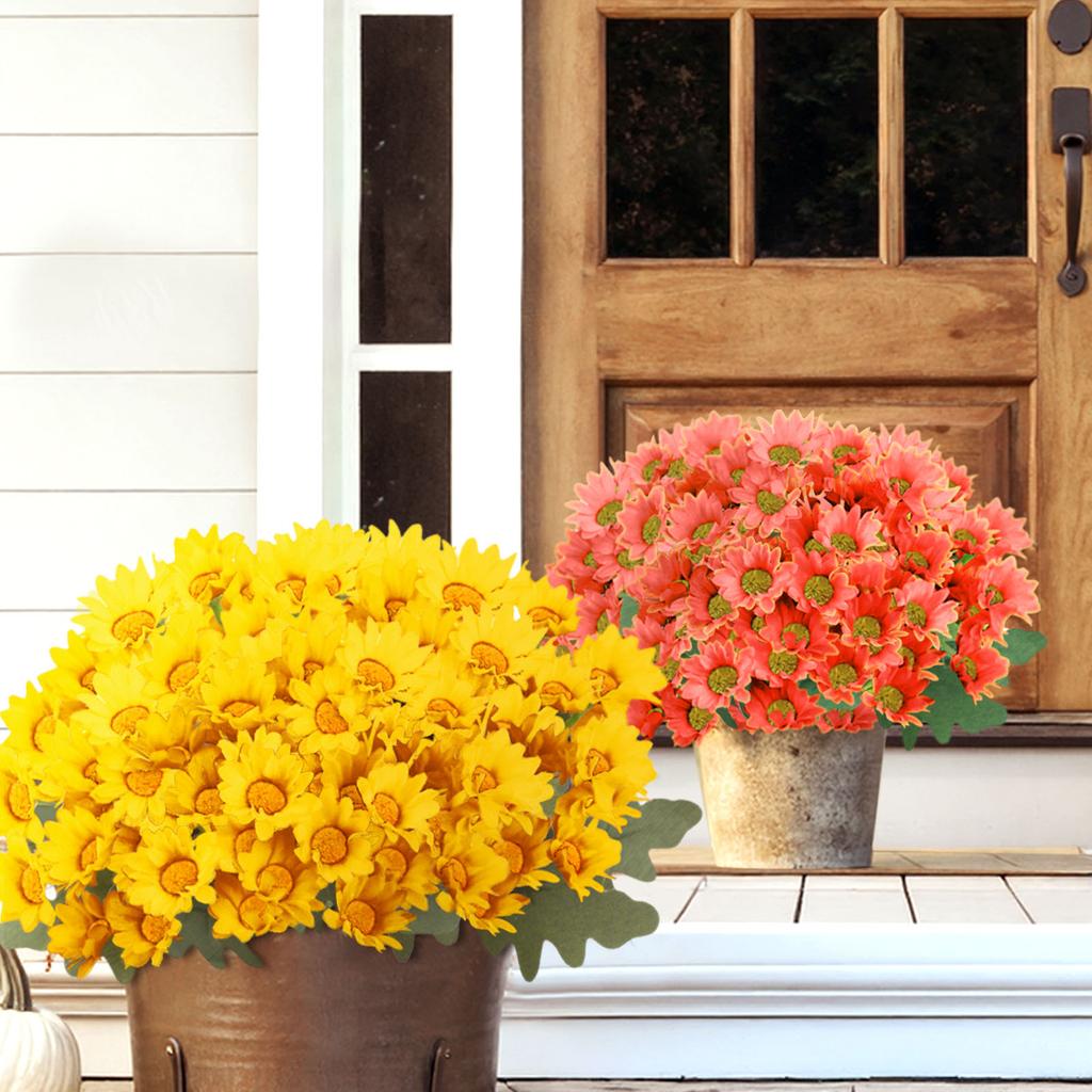 Веселые Декоративные Хризантемы, Искусственные Хризантемы Заката, Искусственные Уличные Цветы Хризантемы Заката - Устойчивые к УФ-лучам, Водонепроницаемые, Ветроустойчивые, Искусственный Осенний Цветок