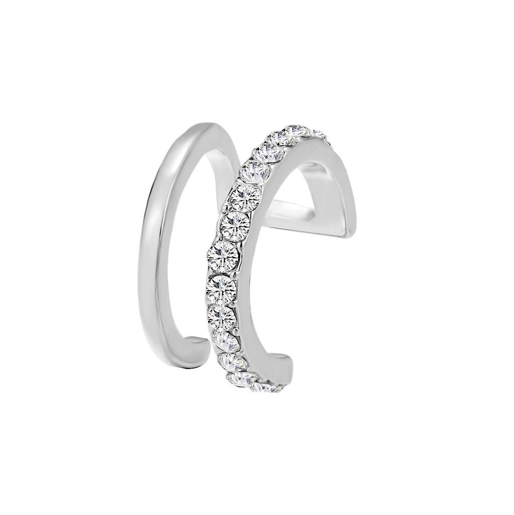 European and American hot-selling simple line diamond-encrusted earbone clip personalized double-layer u-shaped earless earclip earrings 1-piece set