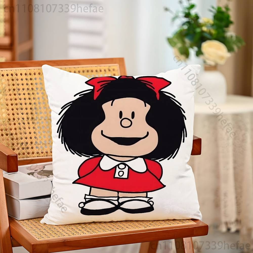 Cartoon MMafalda Cute Print Polyester Pillow Case for Valentine gift Home Sofa Cushion Cover Decoration Custom