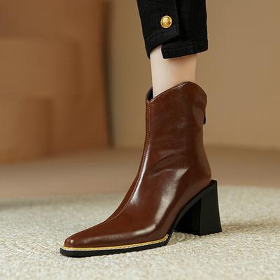 Мода НОВЫЕ Осенние Женские Ботинки Замшевые Туфли для Женщин Квадратный Носок Массивный Каблук Обувь Молния Короткие Современные Ботинки Лаконичная Повседневная Обувь