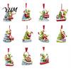 Acrylic Hanging Charms for Backpack Green Elf Christmas Ornament, Flat Tree Pendant Ornaments Car Mirror Backpack, Festive Holiday Decorations