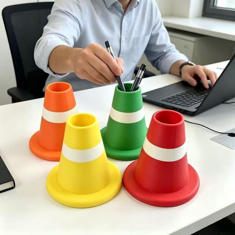 3D Printed Stationery Storage Box Plastic Desk Organizer Funny Traffic Barrier Pen Holder Home