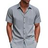 American Summer Men's Plus Size Ice Silk Blend Casual Short Sleeve Shirt