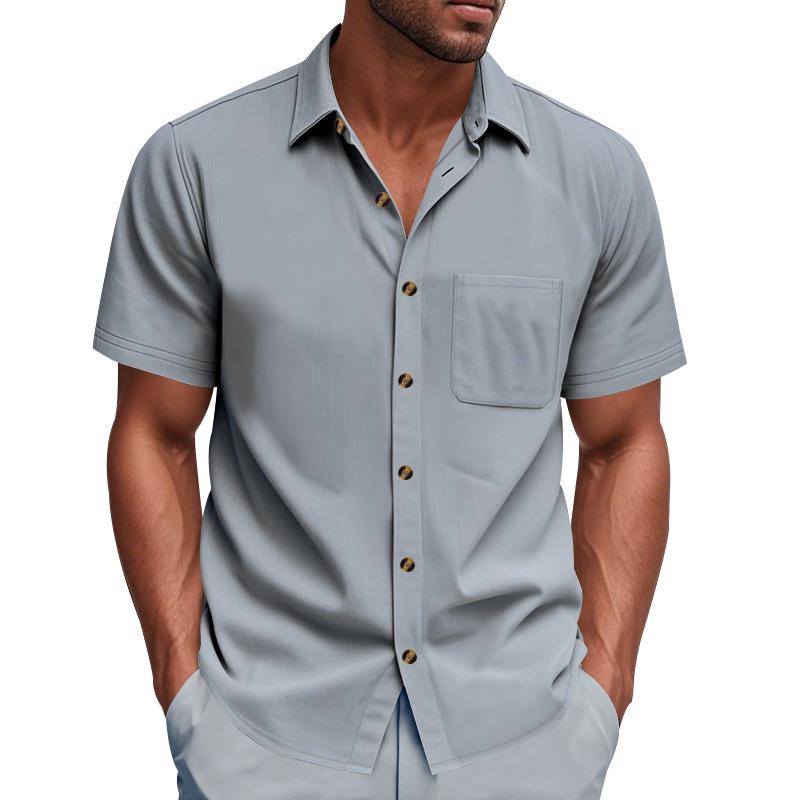 American Summer Men's Plus Size Ice Silk Blend Casual Short Sleeve Shirt