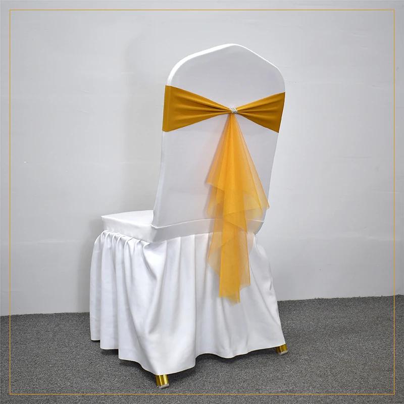 10/50 шт. эластичные спандексовые ленты-банты для стульев с лентой из органзы для банкета, вечеринки, свадьбы, эластичные пояса для стульев