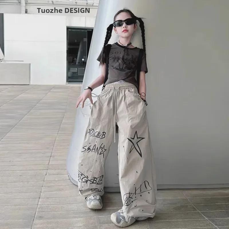 Модные летние брюки для девочек 2024 года с ручной росписью — повседневные модные комбинезоны для больших детей