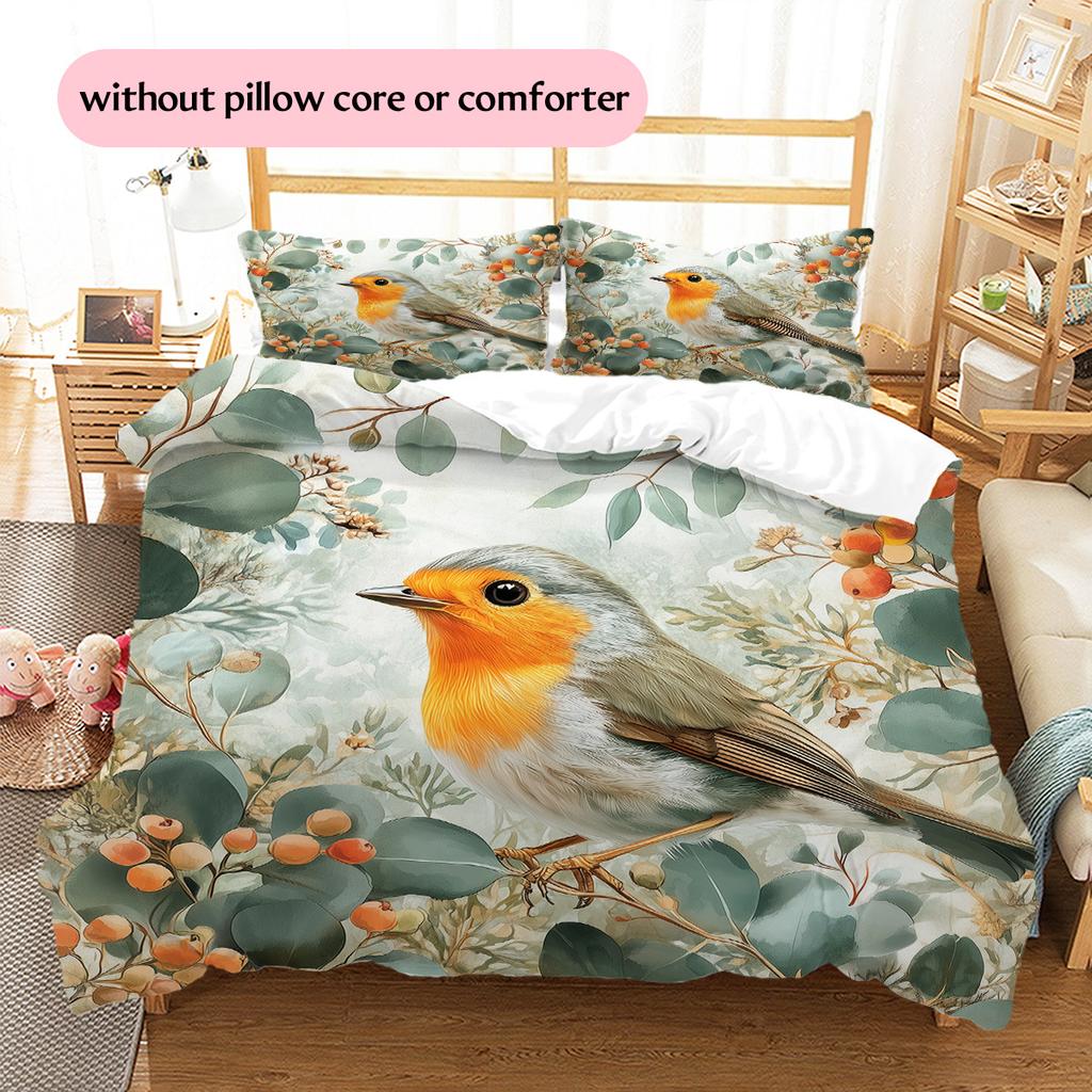 Branch Bird Pattern Bedding Quilt Set Home Decoration Gift (1 * duvet cover + 2 * pillowcase, without core)