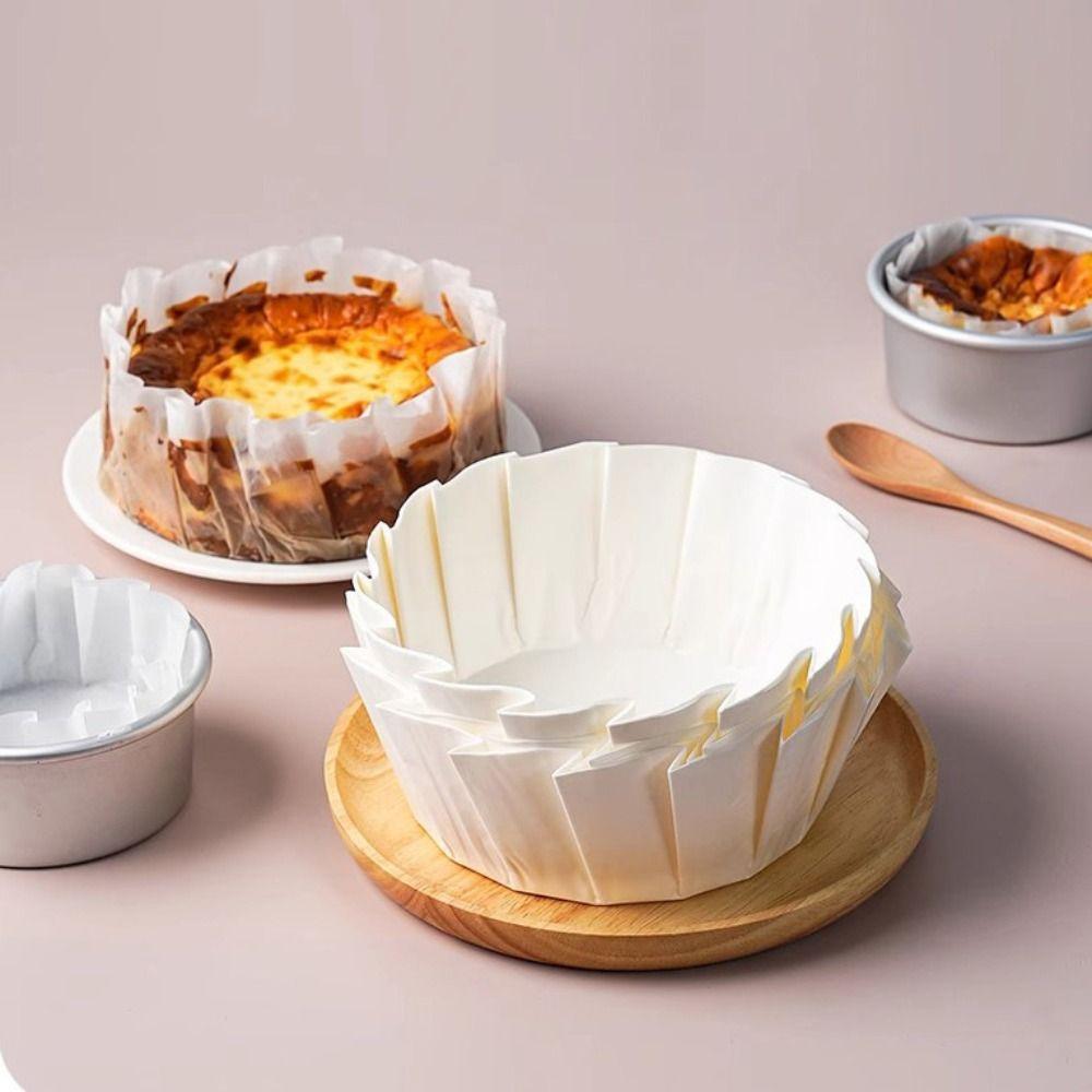 50/100pcs 4/6/8 Inch Mousse Cake Wrapper with Ruffled Edges Disposable Cupcake Liner Bakery