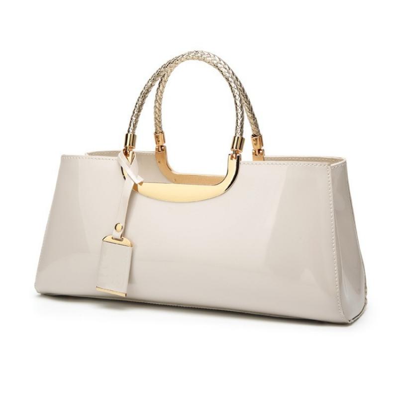 Women's patent leather handbag, shiny, structured bag