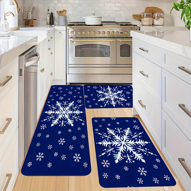 1 шт. анти-усталостные кухонные коврики с рождественским принтом снежинок, водонепроницаемые нескользящие толстые мягкие кухонные коврики, прочные, удобные стоячие коврики для кухни