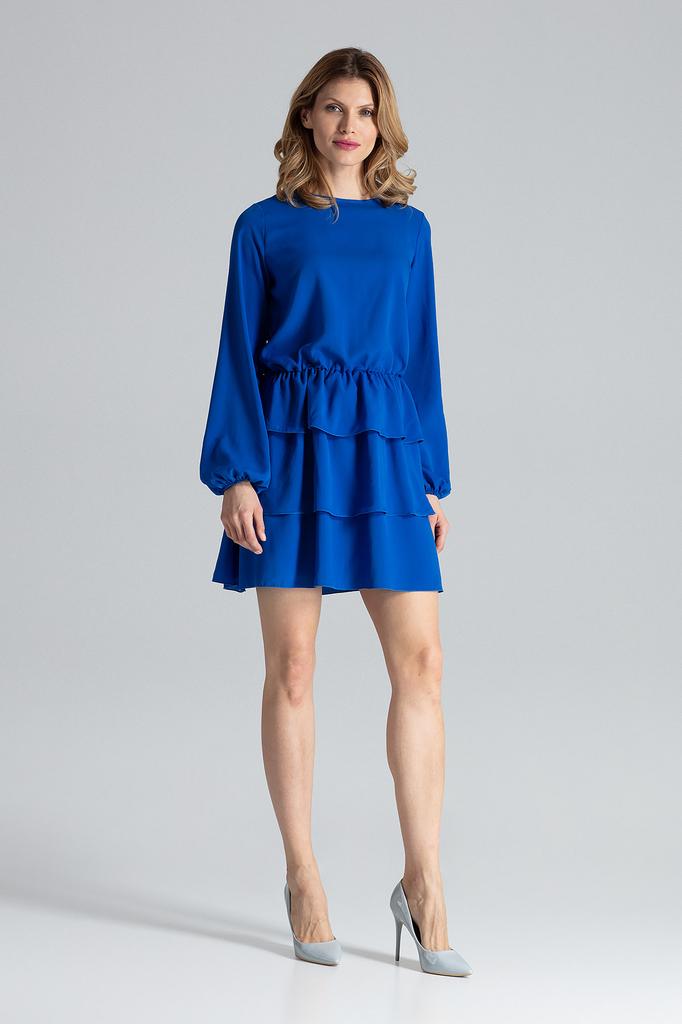 Stylish blue dress with ruffles - M601 size