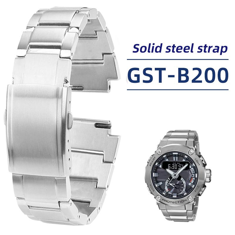 Для Casio G-SHOCK GST-B200 ремешок gstb200 Цельнолистовая нержавеющая сталь 24x16мм ремешок для часов Быстросъемный металлический Мужской наручный ремешок браслет