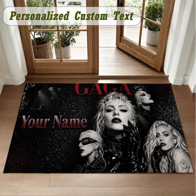 Crystal Velvet Square Rug Custom NameLady Gaga Pattern Non Slip Home Floor Decor Rug