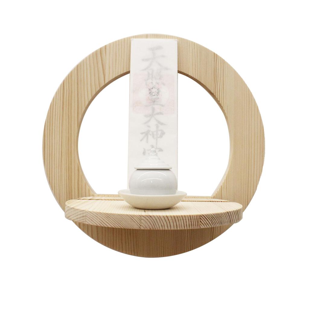Wall-mounted Shinto altar stand with cloud design, perfect for ancestral shrines, Shinto rituals, and other religious events. Convenient