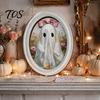 Wooden Halloween Decorations for Home Ghost Oval Photo Frame, Cute Table Sign, Decorative Framed Party Wall Decoration Picture, Creative Art