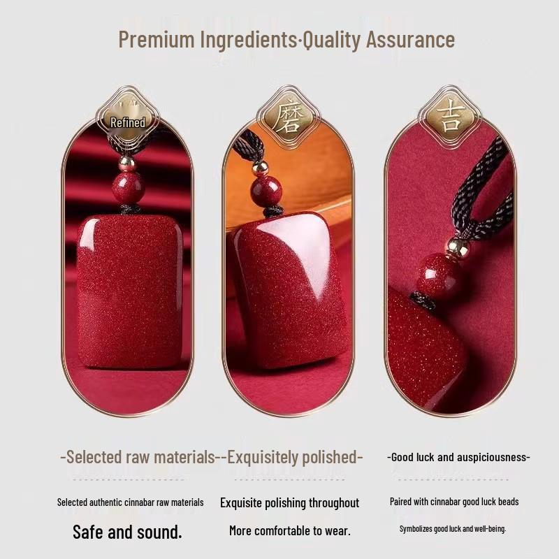 Подвеска из натуральной киновари 'Без забот': Мир и Безопасность Фиолетово-Золотой Песочный Кулон для Мужчин и Женщин