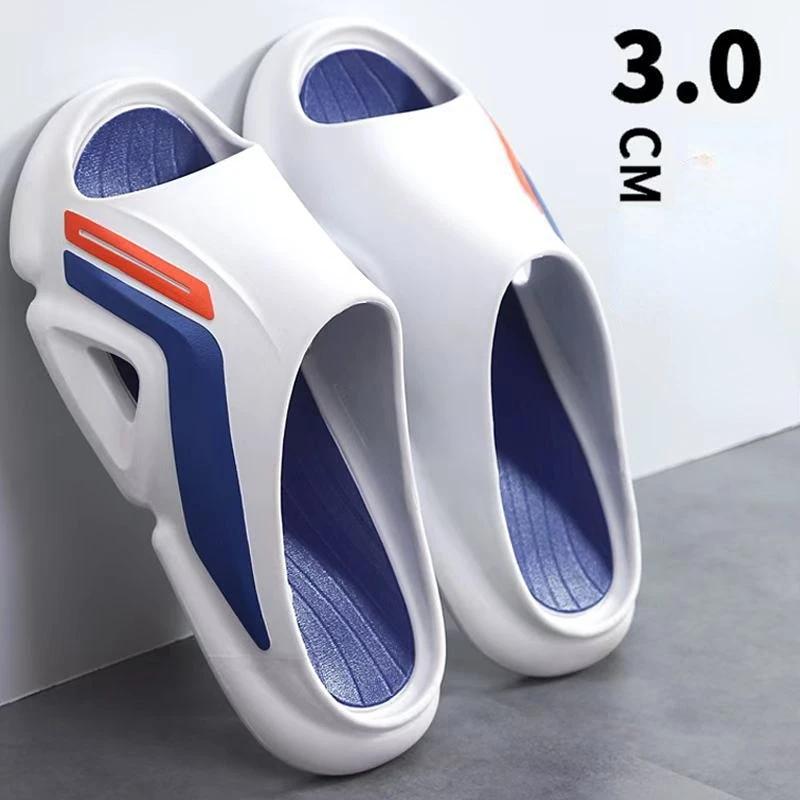 Мужские модные летние тапочки, спортивные тапочки на платформе, прочные тапочки для улицы, нескользящие, мягкие домашние тапочки для ванной комнаты на плоской подошве