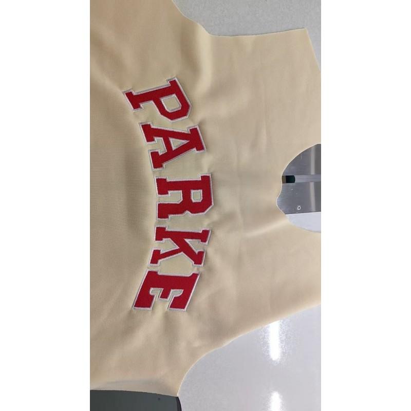 PARKE Letter Embroidery Hoodie Heart Small Tag Loose Fit Casual Pullover Youth
