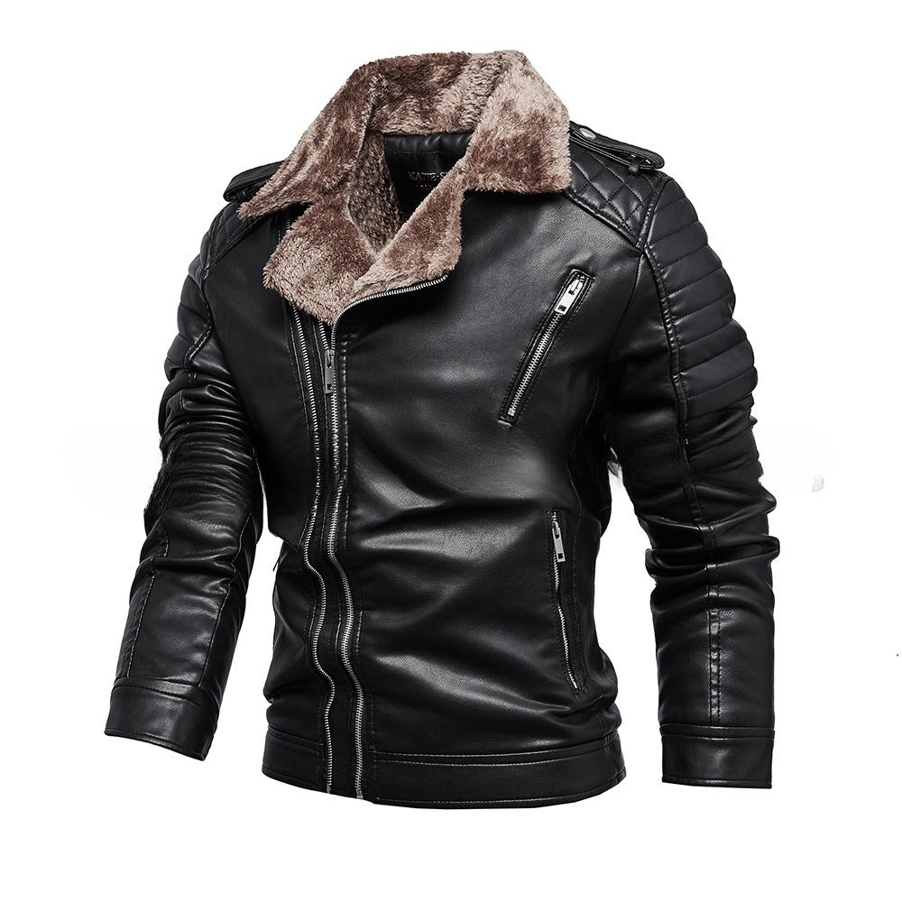Новый продукт Мужская зимняя кожаная куртка Трендовая мода Костюм воротник меховая интегрированная кожаная куртка для мужчин