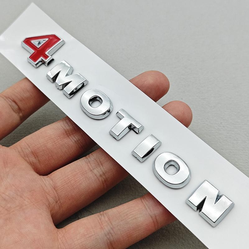 SVLHP1 1pc ABS Red Chrome Car Sticker Logo 4 MOTION 4motion Rear Trunk Badge Emblem Decals For VW PASSAT Touareg GOLF Polo Tiguan Jetta