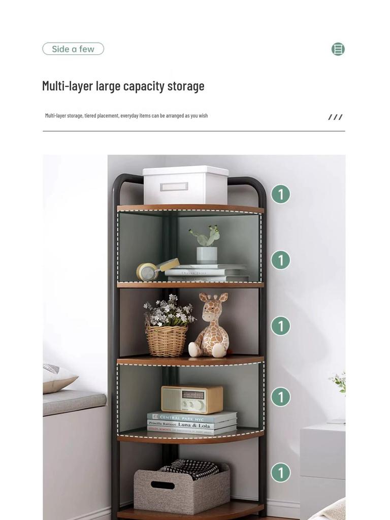In-Stock Triangular Corner Bookshelf for Living Room, Bedroom, Dining Room, Floor-Standing Wall Shelf