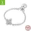 S925 Sterling Silver Four Leaf Clover Lucky Chain Ring Adjustable Cold Premium Wind Ring
