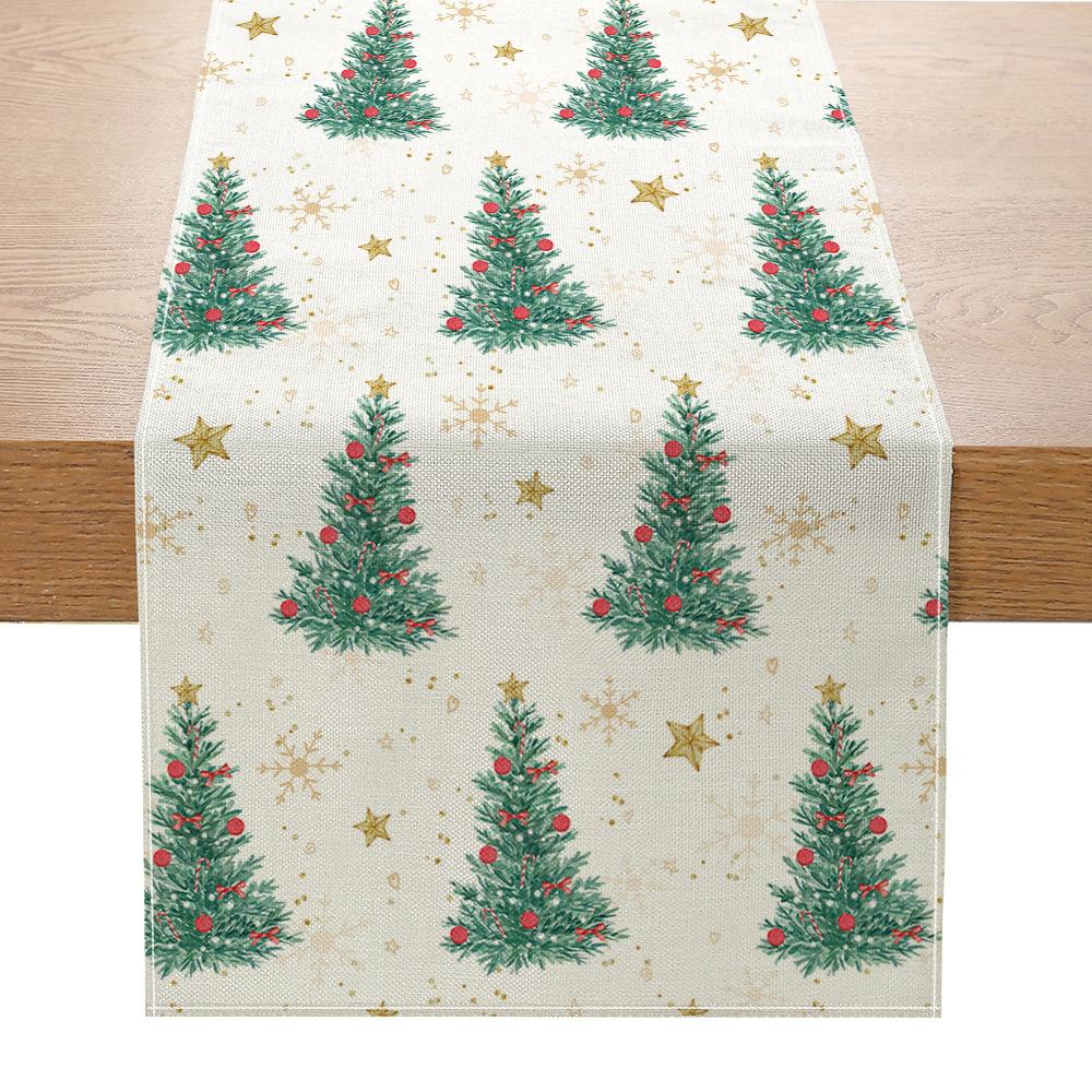 Christmas Printed Table Flag Kitchen Table Festive Decoration Small Tablecloth Linen Table Cloth