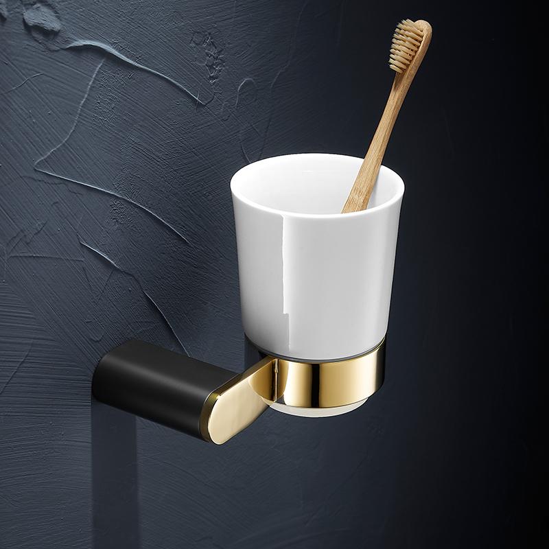 Bath Hardware Sets Black Gold Bath Cup&Tumbler Holders Europe Toilet Brush Holder Towel Bar Paper Holders Cloth Hook WF-25000