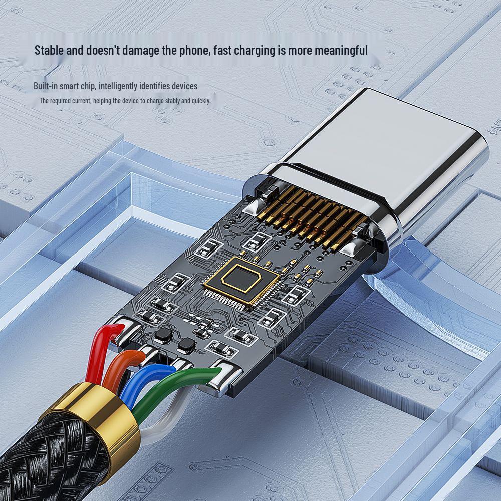 120W Braided Type-C Fast Charge Cable for Apple 15/16, Huawei, Vivo