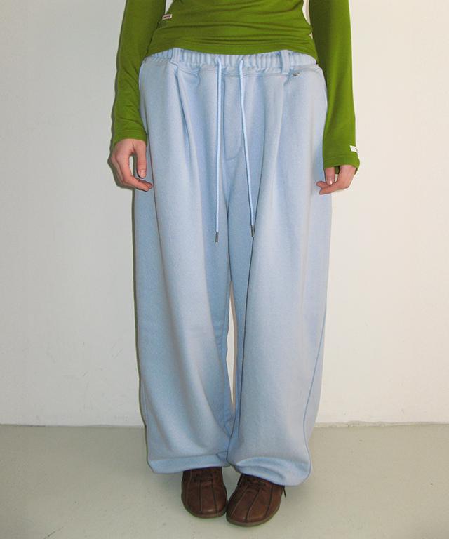 RONRON Subtle Logo Wide Sweat Pants Soft Blue