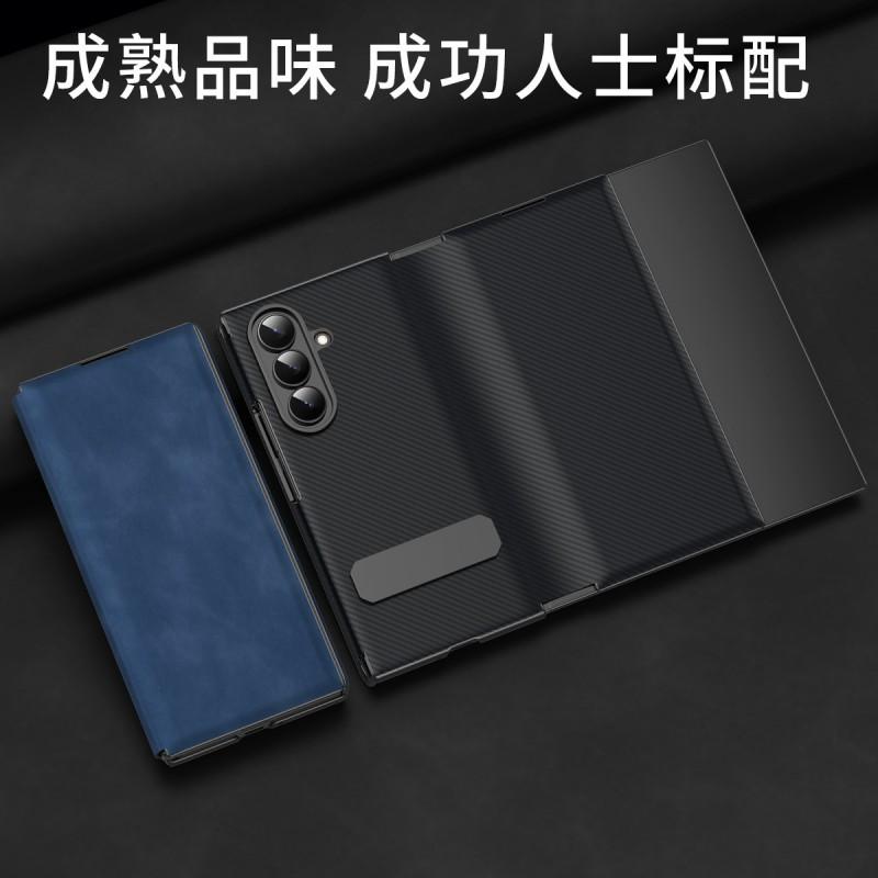 Tri-Fold Flip Phone Case With Magnetic Stand Support Smartphones - PU Leather Cover In Black Blue Gray Brown