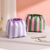 Large Capacity Cute Makeup Bag with Drawstring - Large Striped travel toiletry bag Cosmetic Wash Storage Bag for Women