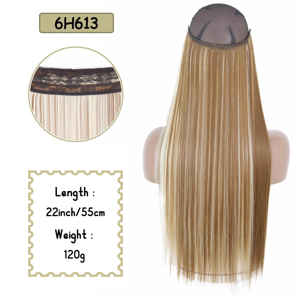 Синтетические длинные прямые невидимые накладные пряди для волос с секретной прозрачной леской для волос для женщин без зажима для волос