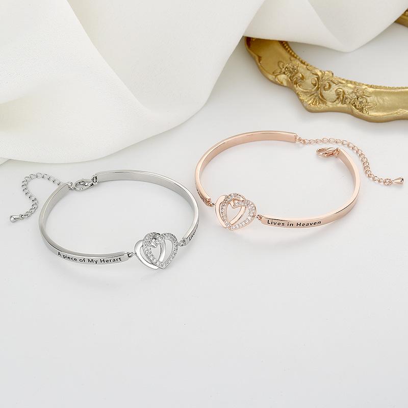 Aihitero Rose Gold Flower Bangle Bracelet 'Always My Sister Forever My Friend' Message 18cm Length Cubic Zirconia Women's