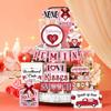 Valentine's Day Tiered Tray Decoration Set Wooden Valentine's Day Table Decoration Wooden Red XXOO Heart Hug Wedding Party Gift (Midget)